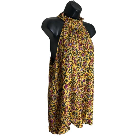 Cynthia Rowley Top Womens M Floral Boho High Neck Halter Sleeveless Tank NWT - Picture 4 of 13